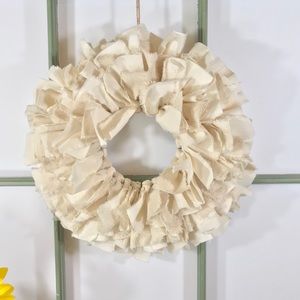 Fabric Neutral Wreath, Farmhouse Wreath, 12”